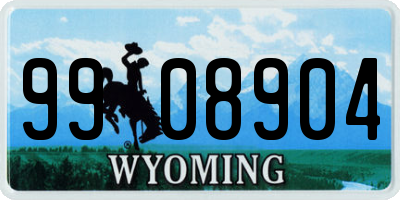 WY license plate 9908904