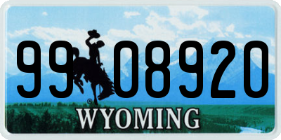 WY license plate 9908920