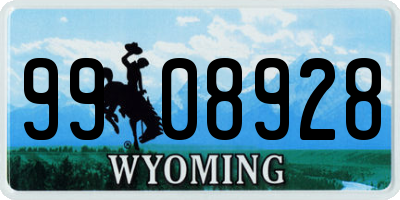 WY license plate 9908928