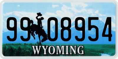 WY license plate 9908954