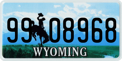 WY license plate 9908968
