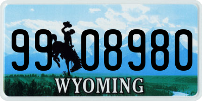 WY license plate 9908980