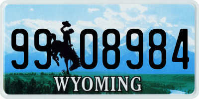 WY license plate 9908984