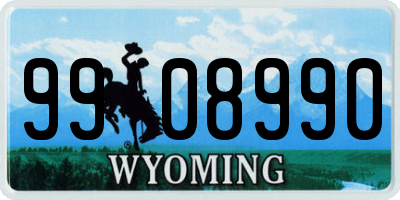 WY license plate 9908990