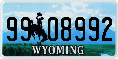 WY license plate 9908992