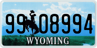 WY license plate 9908994