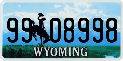 WY license plate 9908998