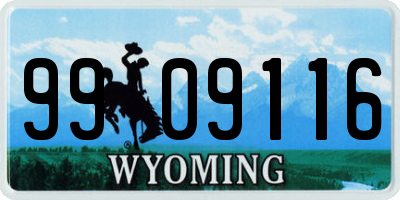 WY license plate 9909116