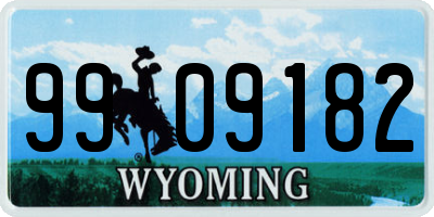 WY license plate 9909182