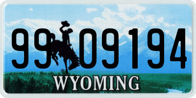 WY license plate 9909194