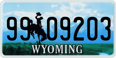 WY license plate 9909203