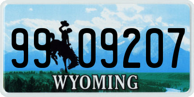 WY license plate 9909207