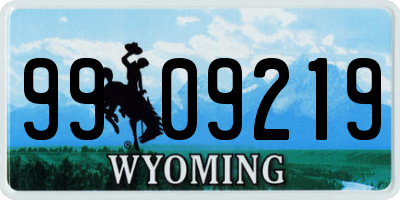 WY license plate 9909219