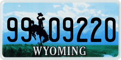 WY license plate 9909220