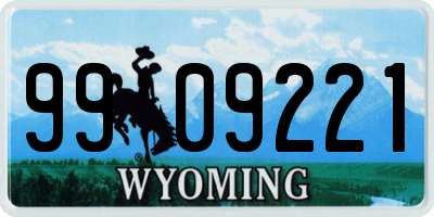 WY license plate 9909221