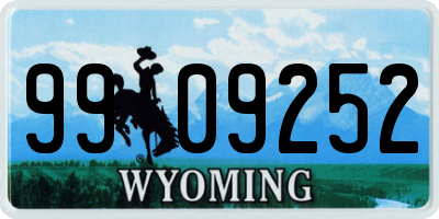 WY license plate 9909252