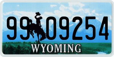 WY license plate 9909254