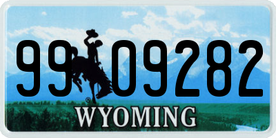 WY license plate 9909282