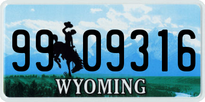 WY license plate 9909316