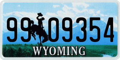 WY license plate 9909354