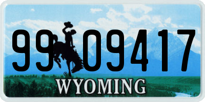 WY license plate 9909417