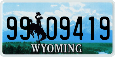 WY license plate 9909419