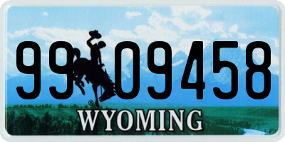 WY license plate 9909458