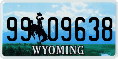 WY license plate 9909638