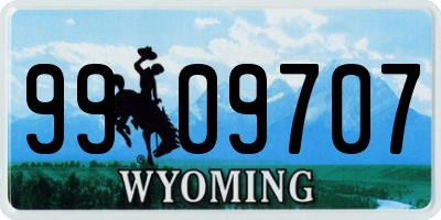 WY license plate 9909707