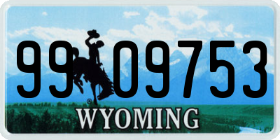 WY license plate 9909753