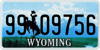 WY license plate 9909756