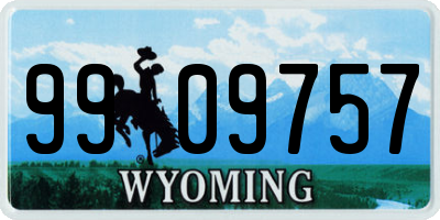 WY license plate 9909757