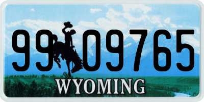 WY license plate 9909765