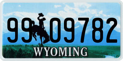 WY license plate 9909782