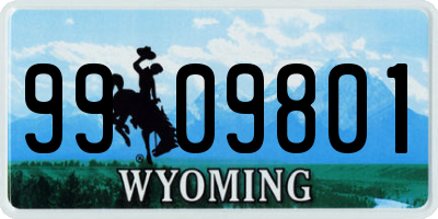 WY license plate 9909801