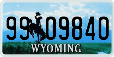 WY license plate 9909840