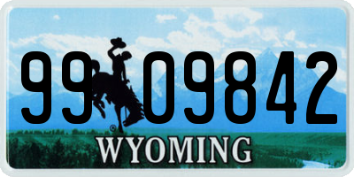 WY license plate 9909842