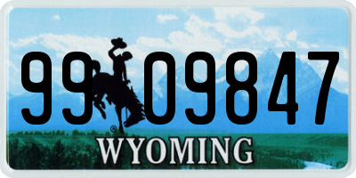 WY license plate 9909847