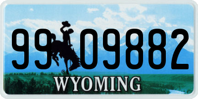 WY license plate 9909882
