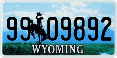 WY license plate 9909892