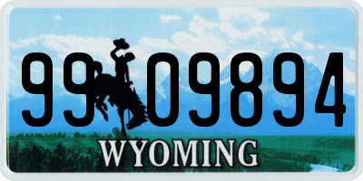 WY license plate 9909894