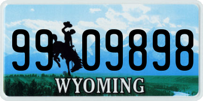 WY license plate 9909898