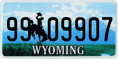 WY license plate 9909907