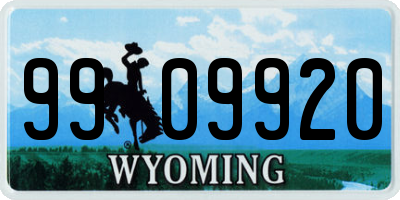 WY license plate 9909920
