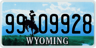 WY license plate 9909928