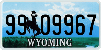 WY license plate 9909967