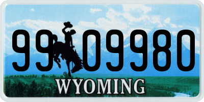 WY license plate 9909980
