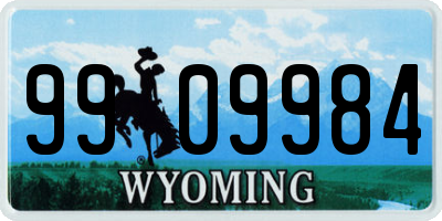 WY license plate 9909984