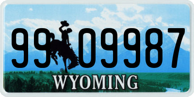 WY license plate 9909987
