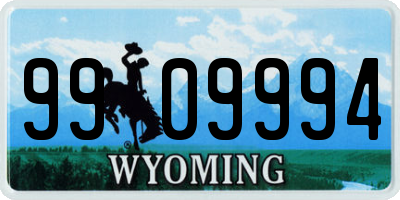 WY license plate 9909994